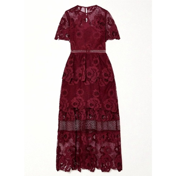Self Portrait Fairycore Tiered Guipure Floral Lace Maxi Dress - Picture 4 of 11